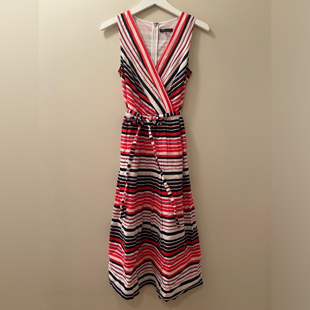 Tommy Hilfiger Red, Black, and White Striped Midi Dress